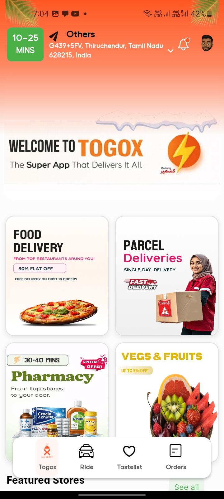 Togox - Online Grocery Delivery App in Thiruchendur Tamil Nadu